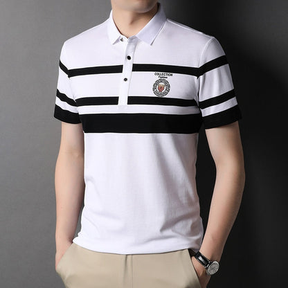 sanyamk Top Grade 95% Cotton Brand Designer Luxury Polo Shirt Men Design Striped Summer Short Sleeve Casual Fashions Mens Clothes 2022