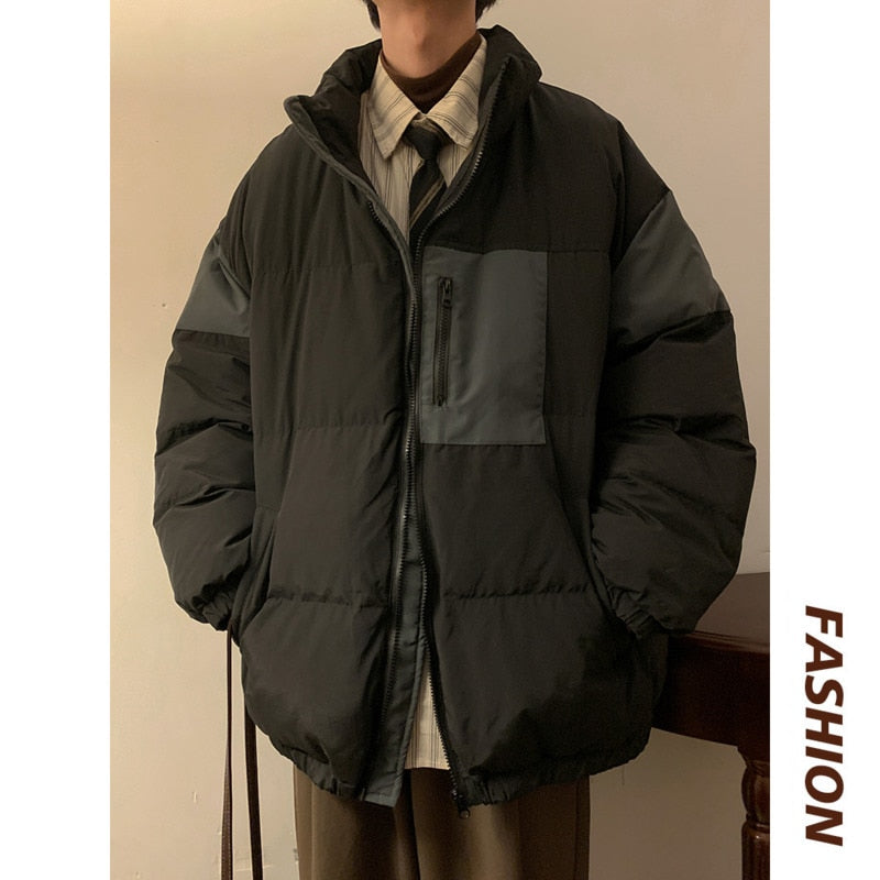 Bonsir Winter Jacket Men Warm Fashion Retro Thicken Jacket Men Japanese Streetwear Loose Thick Short Coat Mens Parker Clothes M-2XL