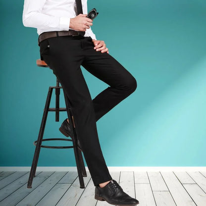 Bonsir High Waist Men's Suit Pants High Quality Autumn Thick Straight Business Work Daily Dress Formal Pants Classic Trousers A269