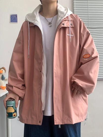 sanyamk Hooded Jackets Men Leisure Japanese Preppy Style 5 Color Daily Teenagers Streetwear Comfortable Advanced Baggy Fashion Vitality