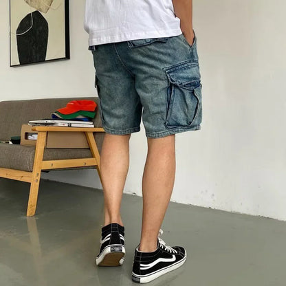 sanyamk Denim Shorts Men Summer Jeans Shorts Korean Fashion Clothing Knee Length Streetwear Bermuda Shorts