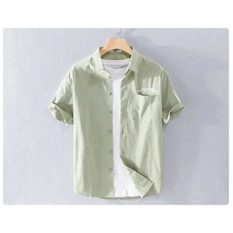 sanyamk Simple Young Men's Cotton Shirt Small Fresh