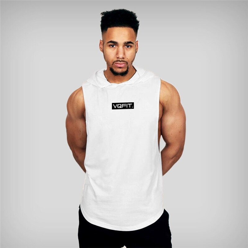 sanyamk Running Vest Brand Gym Clothing Mens Bodybuilding Hooded Tank Top Cotton Sleeveless Vest Sweatshirt Fitness Workout Sportswear