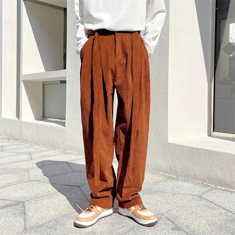 Bonsir Autumn Winter New Corduroy High Quality Pants Men Business Casual Pants Loose Straight Corduroy Long Trousers Male L30