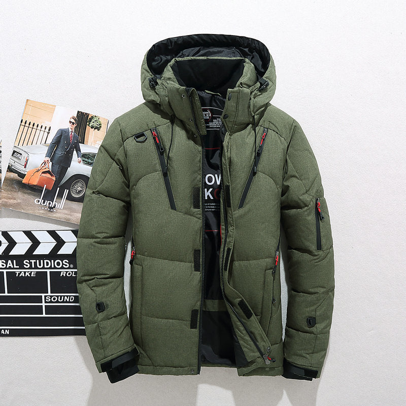 Men's White Duck Down Jacket Warm Hooded Thick Puffer Jacket Coat Male Casual High Quality Overcoat Thermal Winter Parka Men