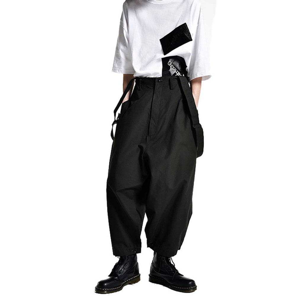 Bonsir Men's Spring Autumn Wide Leg Pants Overalls Loose Casual Trousers Large Size Suspenders Japanese Dark Y2k Genderless Jumpsuit