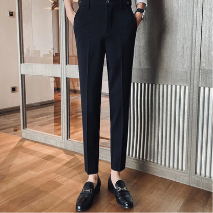 sanyamk Brand Clothing Fashion Male Spring High Quality Cotton Business Suit Trousers/Men's Pure Color Leisure Suit Pants 28-34