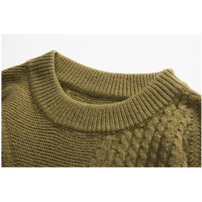 sanyamk  -  Vintage Style Men's Sweaters Knitted Twist Long Sleeve Pullovers Outwear Fashion Oversize Streetwear Jumper for Man Plus Size