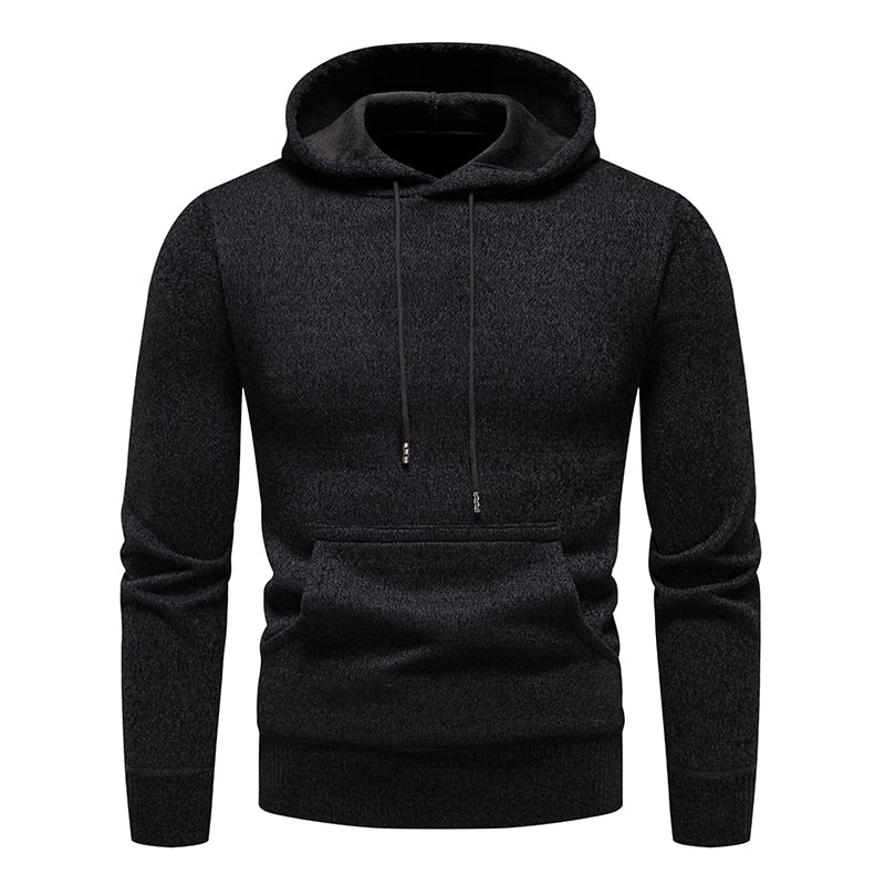 sanyamk New Autumn Winter Hoodies Men Fashion Hooded Sweatshirts Men Casual Knitted Pullovers Hooded Streetwear Solid Sports Sweatshirts