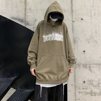 Bonsir Vintage Washing Old Men Hoodies Autumn Winter Letter Printed Male Loose Sweatshirts Streetwear Fashion Unisex Pullovers