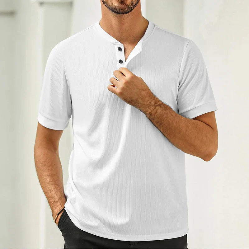 sanyamk Summer Casual Short Sleeve Mens T shirts Vintage Button Henley Shirt Men Breathable Ice Silk Knitting Thin T-shirt Fashion Tops