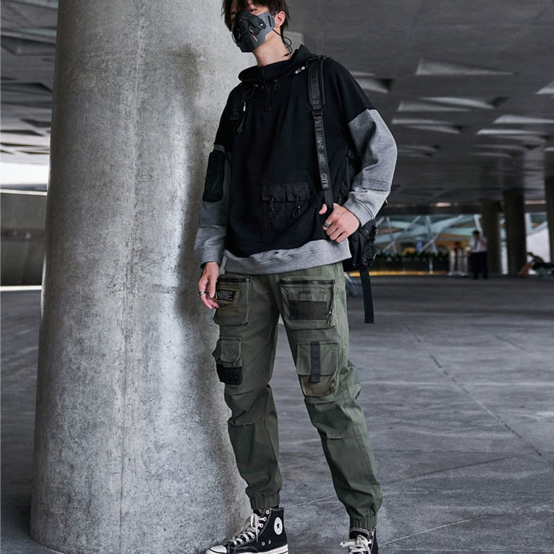 Bonsir Joggers Cargo Pants for Men Hip Hop Functional Style Harem Trousers Streetwear Techwear Pants Male