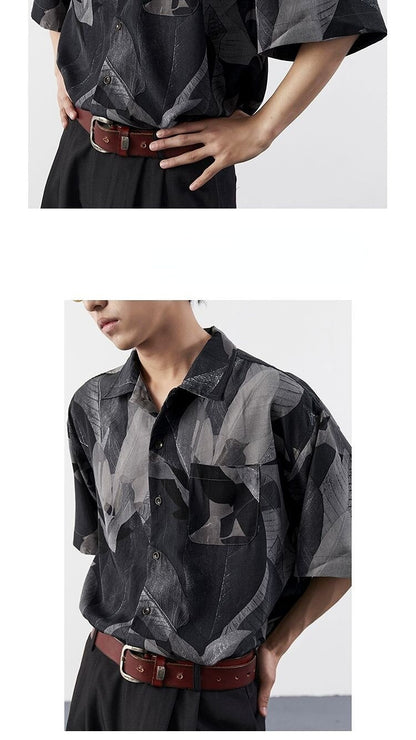 Bonsir Summer New Fashion Retro Shirts Hawaiian Print Drape Loose Beach Short Sleeve Button Up Shirts Men Casual Korean Clothes