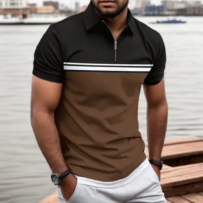 sanyamk Summer Men's Casual Short-Sleeved Polo Shirt Office Fashion Rowan Collar T-Shirt Men's Breathable Polo-Shirt Men's Clothing