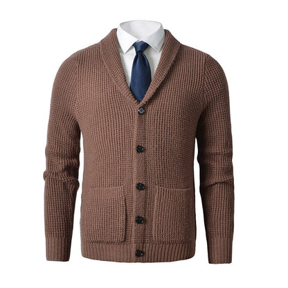 Bonsir High Quality Men's Cardigan Sweater Slim Fit Knitted Ted Button Up Wool Sweater with Pockets Autumn Winter Kitting Sweatercoat