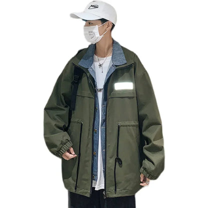 BONSIR   -  Mulit Pocket Men Cargo Jacket Steetwear  Hip Hop Windbreaker Fashion Hooded Coat