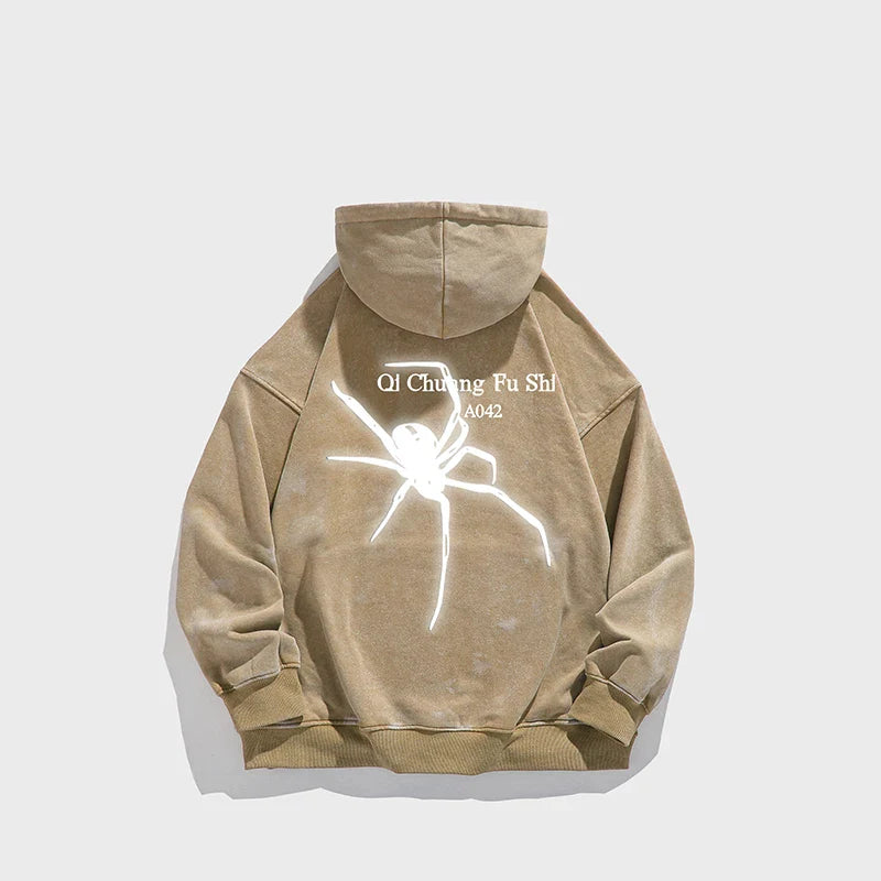 Bonsir Autumn Men's Hoodies Spider Printing Neutral Loose Sweatshirt Casual Gothic Couple Streetwear Bottoming Shirt Top Hot Sales