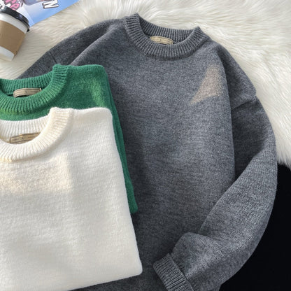 sanyamk Mens Solid Harajuku Warm Knitted Sweaters Pullover Men Vintage 15 Colors Winter Sweater Male Japanese Wool Sweater