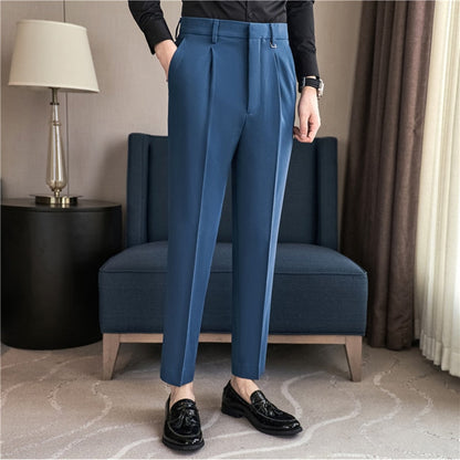 Bonsir Autumn Winter Thickening Business Dress Pants Men Elastic Slim Fit Suit Pants Solid Color Casual Office Social Trousers