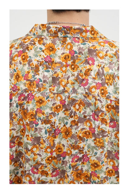 Bonsir Summer Hawaii Shirt For Men Short Sleeve Casual Loose Fashion Holiday Tops Couple Style Floral Print Colorful Beach Retro Blouse