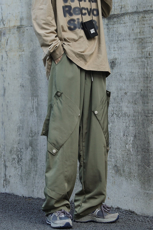 sanyamk High Street Retro Cargo Pants Casual Large Pocket Overalls Men's and Women's New Autumn Loose Straight Tube Wide Leg Trousers