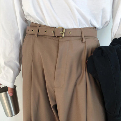 sanyamk -  wear /men's vintage casual Wide Leg Pants with belt for Male Autumn tide new Loose all-match Pants 2Y272