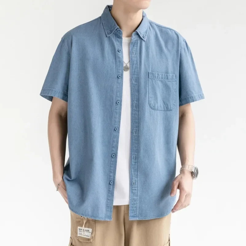 sanyamk Short-sleeved Shirt Men's Casual Workwear Japanese Jacket