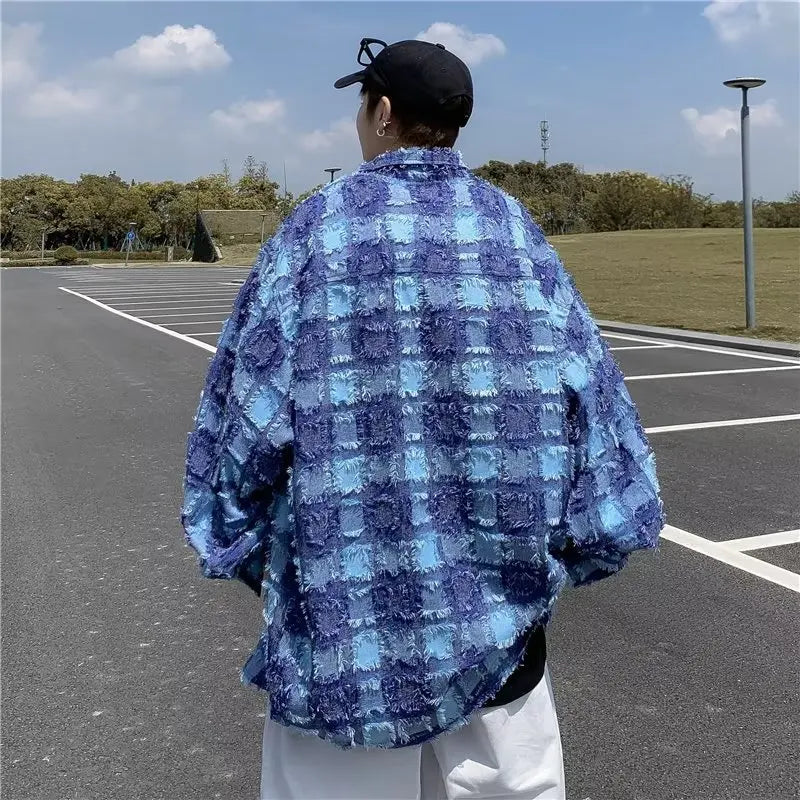 sanyamk Plaid Jackets Fashion Handsome Popular American Style Sequined Pocket Hipster Spring Autumn Male Temperament Outerwear Daily