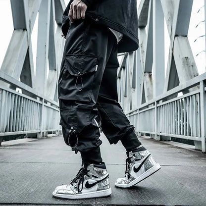 Bonsir Black Cargo Pants Men Joggers Hip Hop Techwear Pants Hippie Cargo Trousers for Men Streetwear Plus Size Pockets Oversize