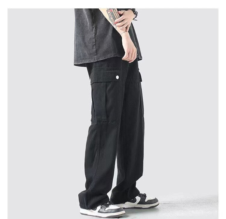 sanyamk Men's Loose Fashion Trend Large Pocket Casual Pants Japanese Style Retro Trousers 3 Color Sweatpants Plus Size S-3XL