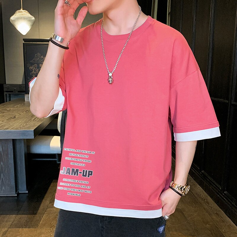 sanyamk 2022 Men's T-Shirt Short-Sleeved Summer Thin Cotton Five-Point Sleeve Trend Men's Fashion Casual Half-Sleeve T-Shirt Top