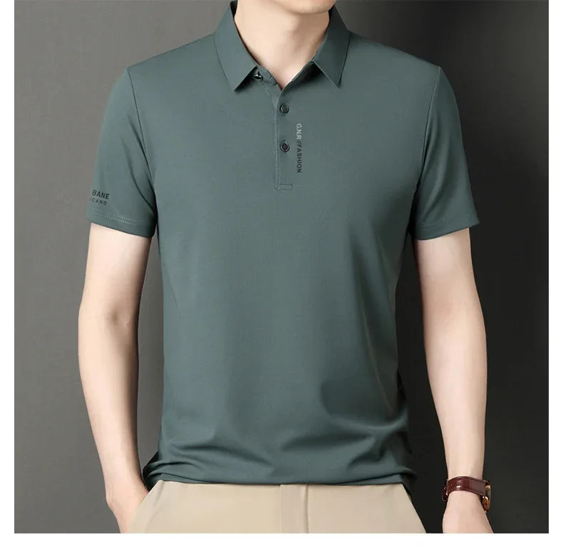 sanyamk Men Summer Short Sleeved POLO Shirts Top Popular Polo Collar Waffle Short Sleeve High Quality T-shirt