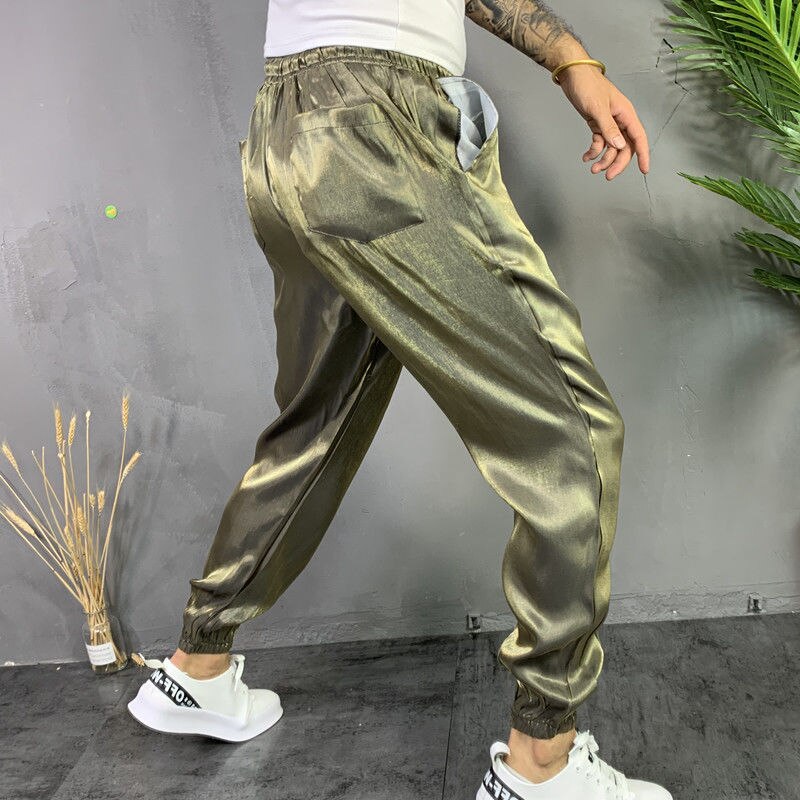 Bonsir Fashion Men's Harem Pants Summer Thin Sweatpants Ins Wind Bright Side Reflective Hip-hop Trousers Streetwear Man Clothiong 5XL