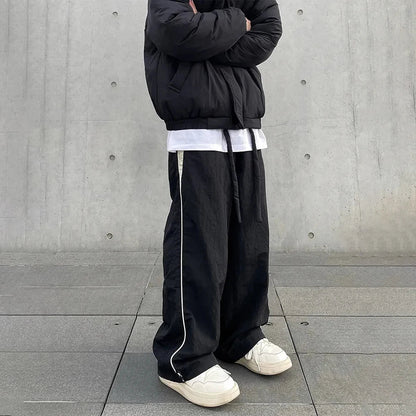 sanyamk Baggy Pants for Men Parachute Vintage Oversize Joggers Harajuku Streetwear Sweatpants Black Wide Leg Trousers Male