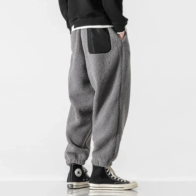 sanyamk New Fleece Pants Home Men Joggers Sweatpants Winter Warm Cashmere Casual Korean Style Streetwear Hip Hop Plus Velvet 5XL