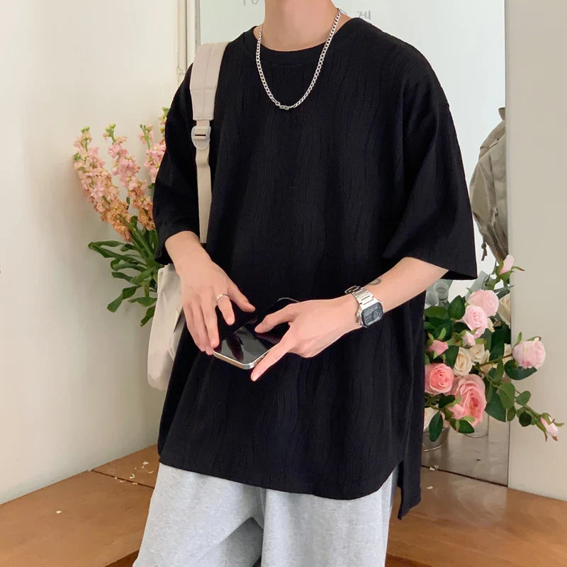 sanyamk  -  Ice Material Korean Fashions Graphic T Shirts Summer Oversized Smooth Streetwear T-shirts Harajuku Casual Tees