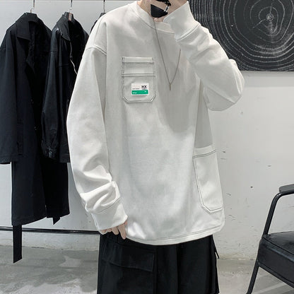 sanyamk Y2k Corduroy Pockets Graphic T Shirts Long Sleeve 2022 Harajuku Streetwear Hip Hop Oversized T-shirts Funny Black Tee