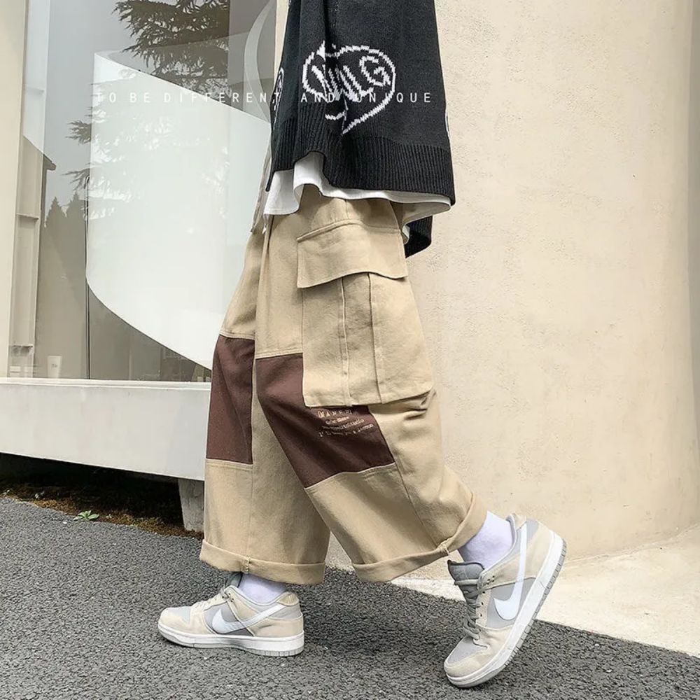 Bonsir Vintage Joggers Loose pantalones Autumn Casual Straight Cargo Pants Homme Korean Fashion Multi-pocket Overalls Trousers