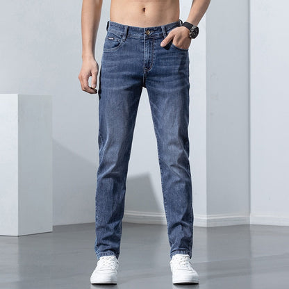 sanyamk New Men&#39;s Stretch Skinny Jeans New Spring Fashion Casual Cotton Denim Slim Fit Pants Male Trousers