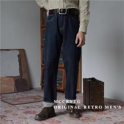 sanyamk Men's Fashion Trend Blue Color Wash Jeans Loose Streetwear Straight Pants Retro Trousers Baggy Homme Casual Pants S-3XL