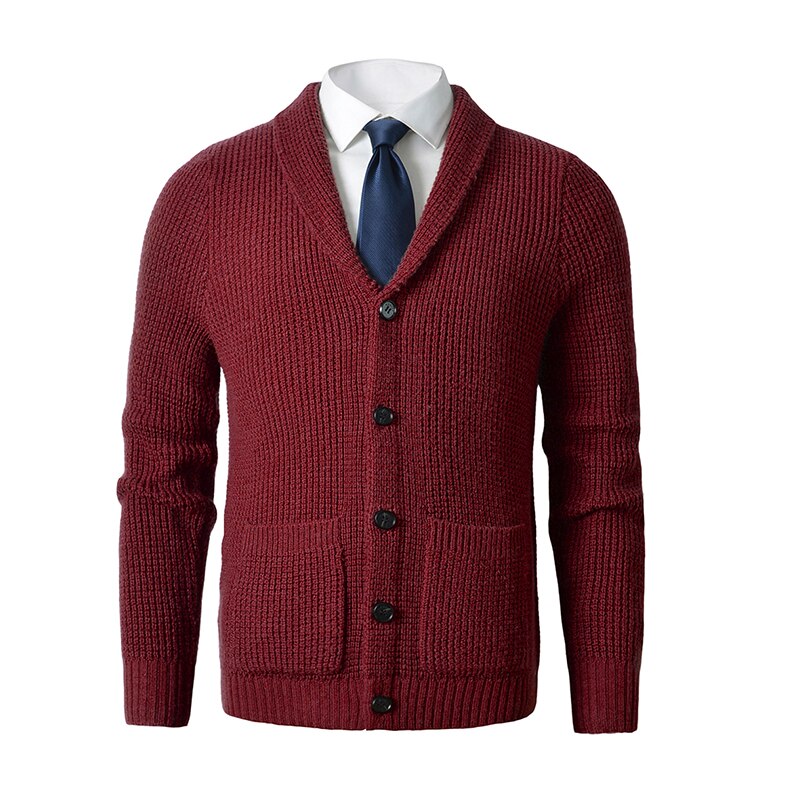 Bonsir High Quality Men's Cardigan Sweater Slim Fit Knitted Ted Button Up Wool Sweater with Pockets Autumn Winter Kitting Sweatercoat