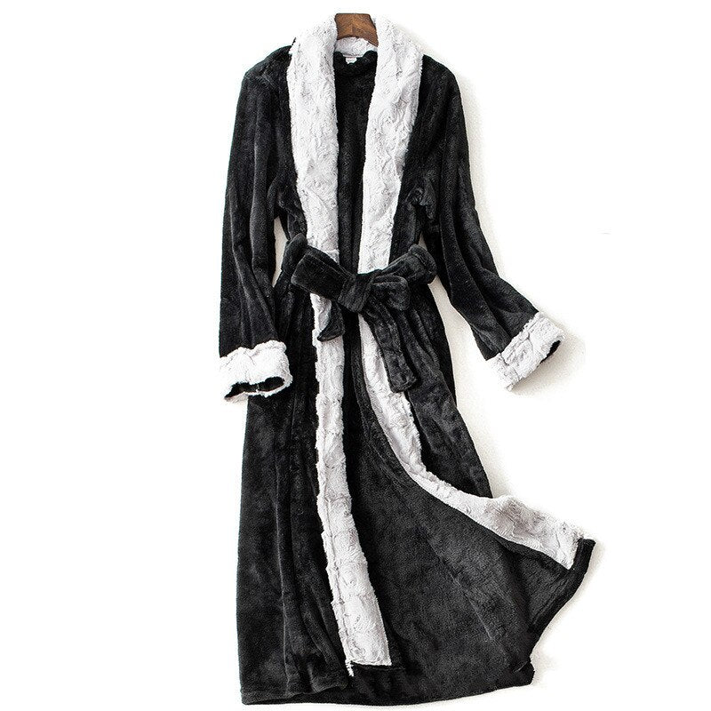 Bonsir Bathrobe Men Robe Kimono Men Robes Bath Men Sleepwear Mens Robes Long Sleeve Nightgown Fall/winter Coral Fleece Couples Home