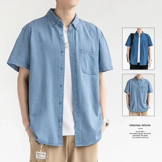 sanyamk Short-sleeved Shirt Men's Casual Workwear Japanese Jacket