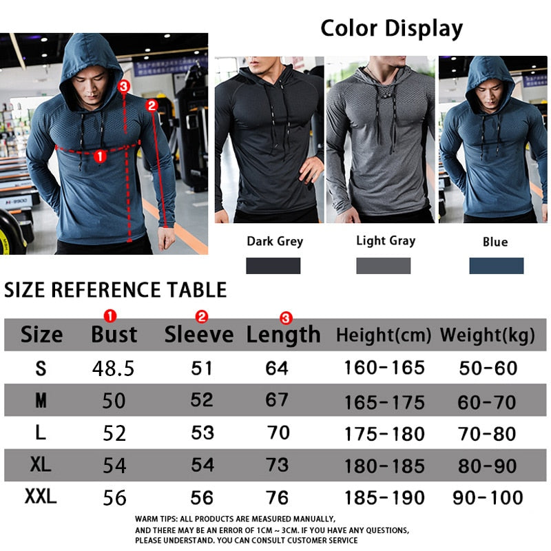 sanyamk Mens Fitness Tracksuit Running Sport Hoodie Gym Joggers Hooded Outdoor Workout Athletic Clothing Muscle Training Sweatshirt Tops