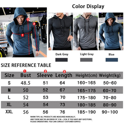 sanyamk Mens Fitness Tracksuit Running Sport Hoodie Gym Joggers Hooded Outdoor Workout Athletic Clothing Muscle Training Sweatshirt Tops