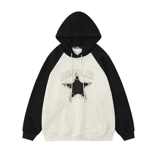 sanyamk Y2K Star Hoodies Sweatshirts for Men Pullovers Hooded Jacket Spring Autumn Loose Tops Male Patchwork Streetwear Casual