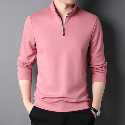 sanyamk Top Grade New Fashion Brand Luxury Zipper Polo Shirt Men Casual Plain Korean Solid Color Long Sleeve Tops Mens Clothing 2024