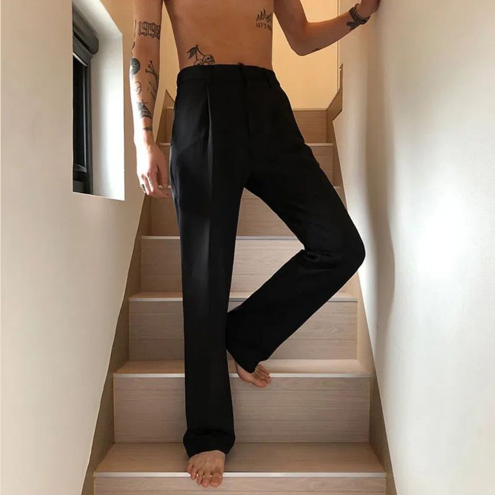 sanyamk New Trousers Men's Wide-leg Straight Loose Slim-fit Trousers Korean Style Trendy Casual Trousers Draping Suit Trousers