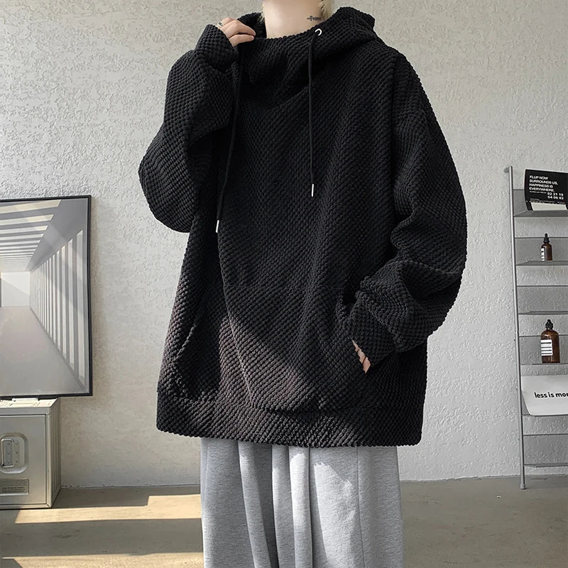 Bonsir Harajuku Corduroy Hoodies Men High Quality Streetwear Loose Y2k Hip Hop Hooded Sweatshirts Couple Clothing Female Pullovers