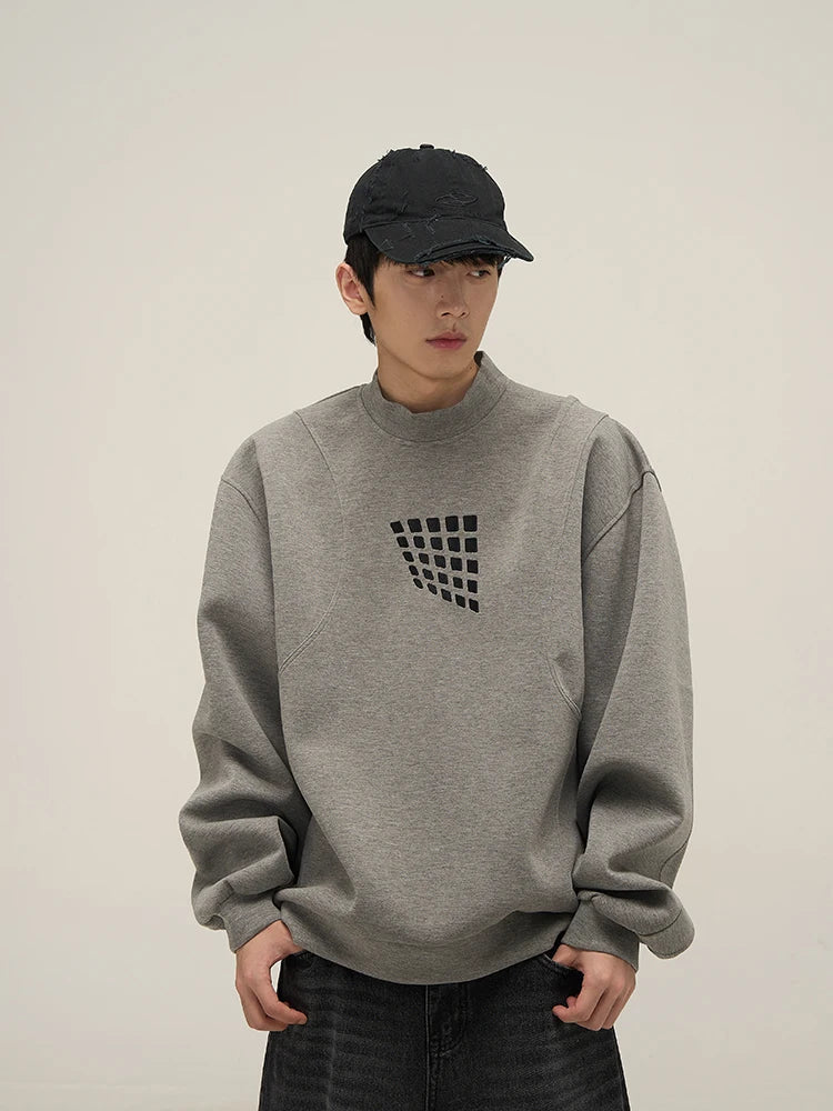 Bonsir Sweatshirts Men Casual All-match Loose Handsome Unisex Teens Geometric Spring Daily College Males Clothing Korean Style Retro